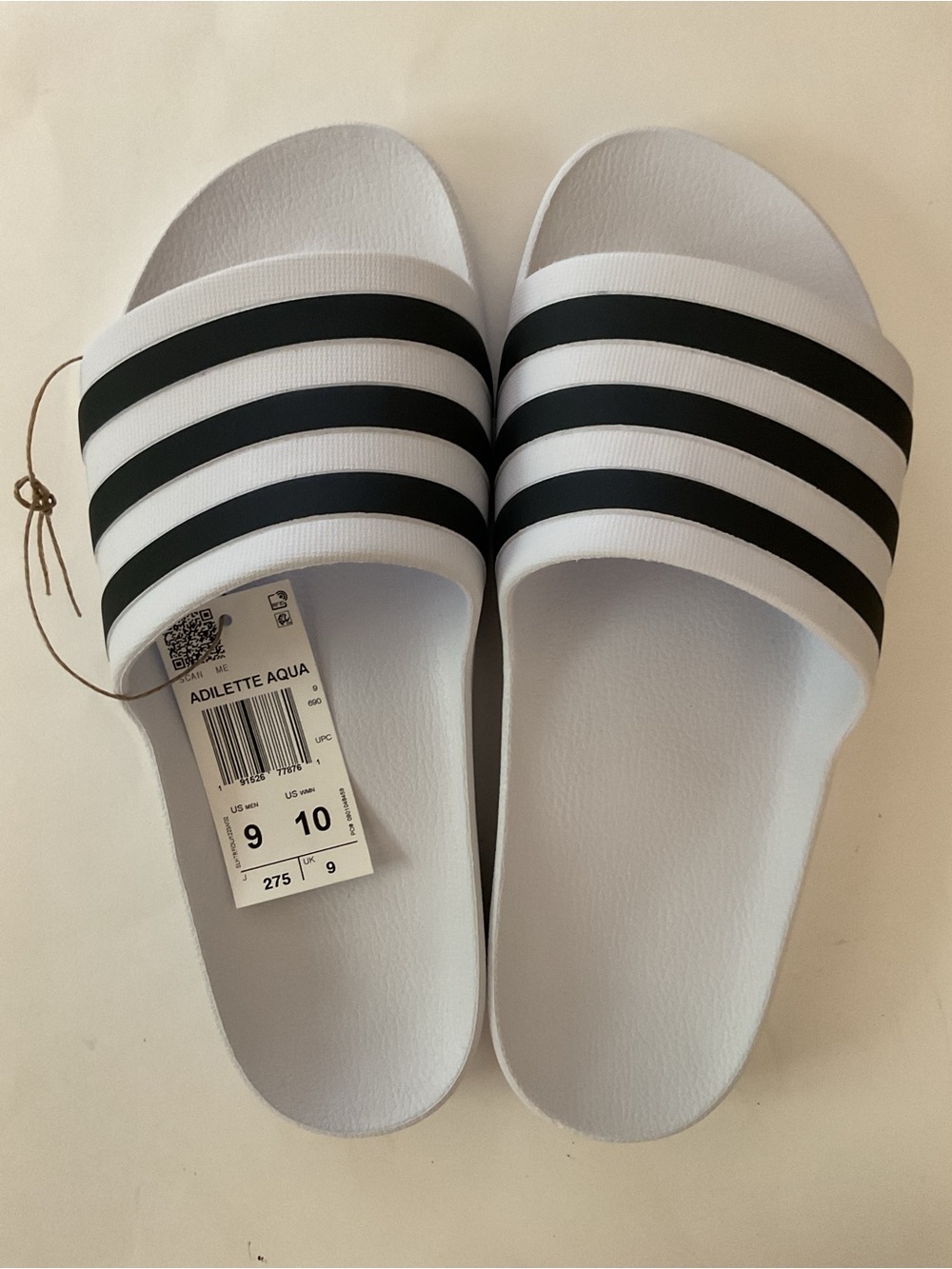 Adidas Adilette Aqua White and Black Slides Unisex - Brand New